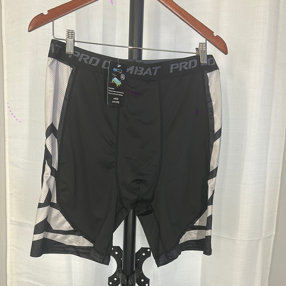 Pro Combat Black and White Athletic Shorts  CoolMax Size XXL